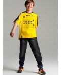 Фуфайка трикотажная для мальчиков (футболка) жёлтый,черный