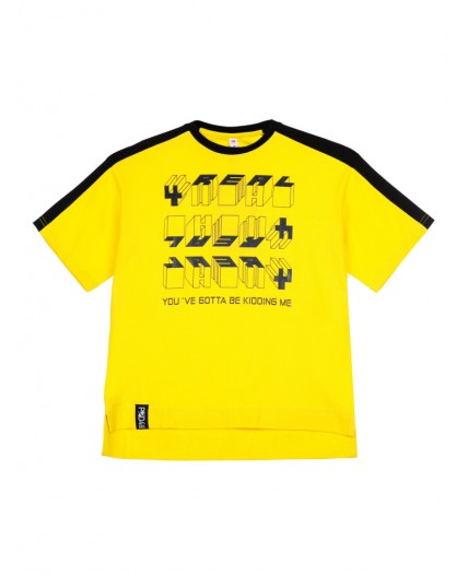 Фуфайка трикотажная для мальчиков (футболка) жёлтый,черный