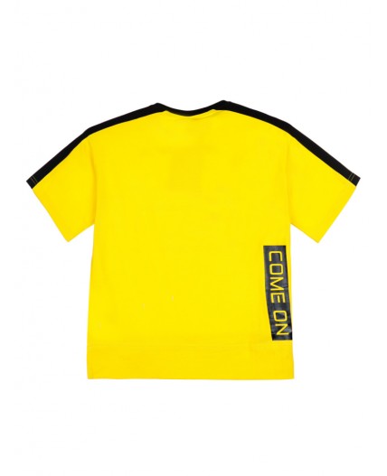 Фуфайка трикотажная для мальчиков (футболка) жёлтый,черный