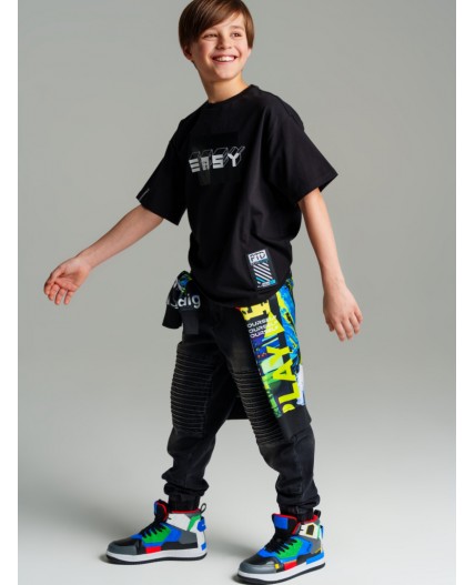 Фуфайка трикотажная для мальчиков (футболка) черный