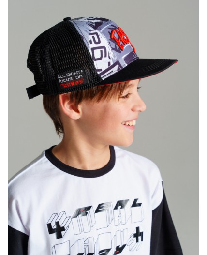 Кепка текстильная для мальчиков черный,красный,разноцветный