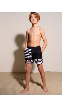 Шорты текстильные плавательные для мальчиков, средней длины черный,белый
