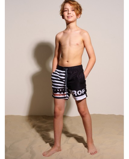 Шорты текстильные плавательные для мальчиков, средней длины черный,белый