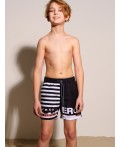 Шорты текстильные плавательные для мальчиков, средней длины черный,белый
