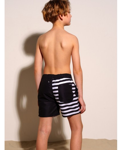 Шорты текстильные плавательные для мальчиков, средней длины черный,белый
