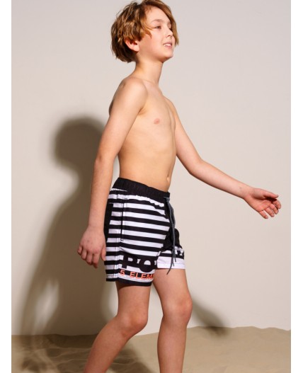 Шорты текстильные плавательные для мальчиков, средней длины черный,белый