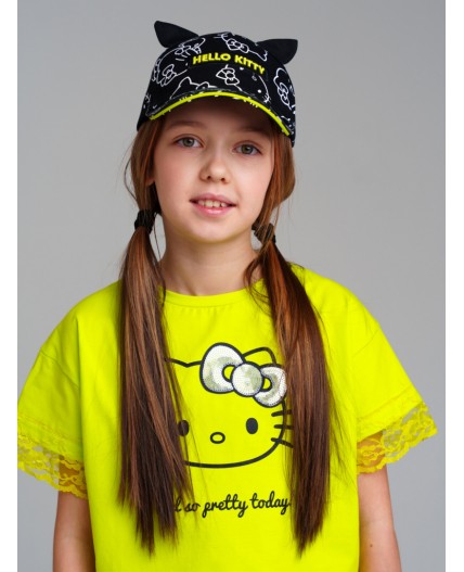 Кепка текстильная для девочек черный,светло-зеленый,белый