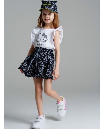 Кепка текстильная для девочек черный,светло-зеленый,белый