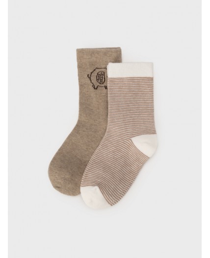 Носки детские трикотажные для мальчиков, 2 пары в комплекте белый,бежевый