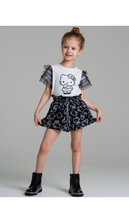 Шорты трикотажные для девочек черный,белый