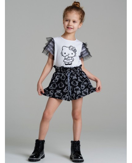 Шорты трикотажные для девочек черный,белый