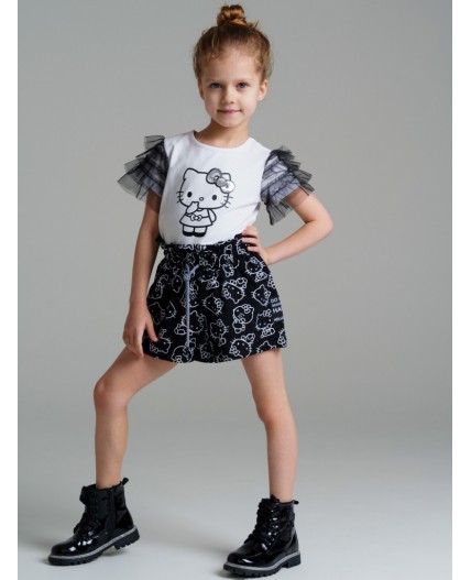 Шорты трикотажные для девочек черный,белый