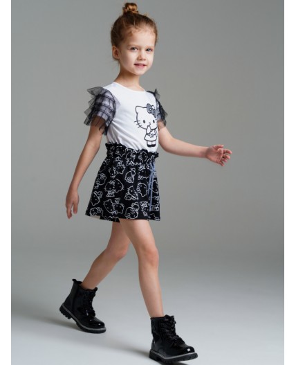 Шорты трикотажные для девочек черный,белый