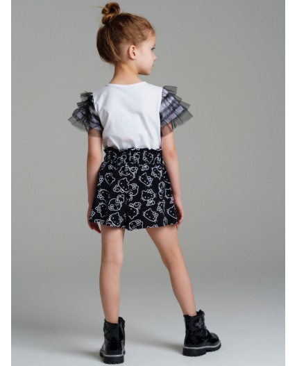 Шорты трикотажные для девочек черный,белый