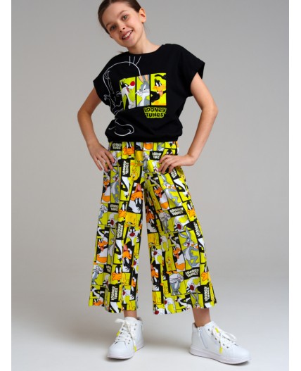 Фуфайка трикотажная для девочек (футболка) черный