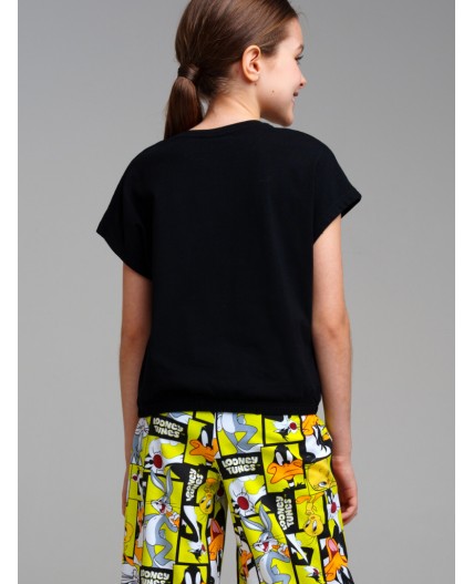 Фуфайка трикотажная для девочек (футболка) черный