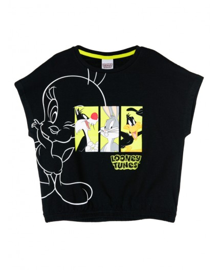 Фуфайка трикотажная для девочек (футболка) черный