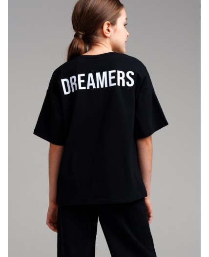 Фуфайка трикотажная для девочек (футболка) черный