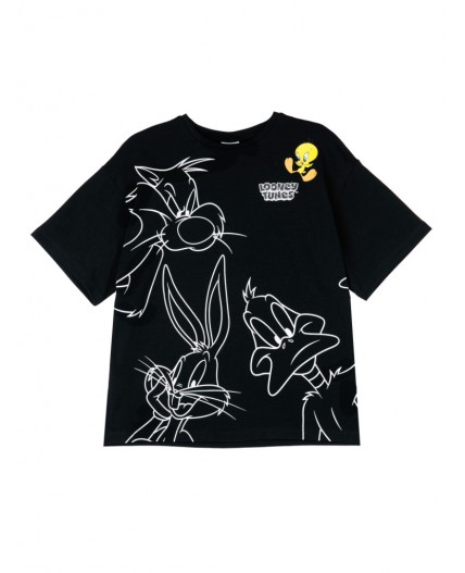 Фуфайка трикотажная для девочек (футболка) черный