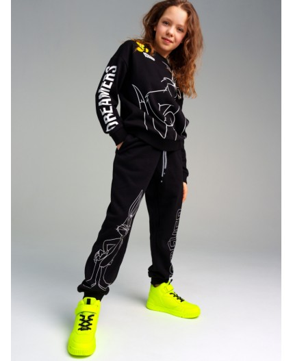 Брюки трикотажные для девочек черный