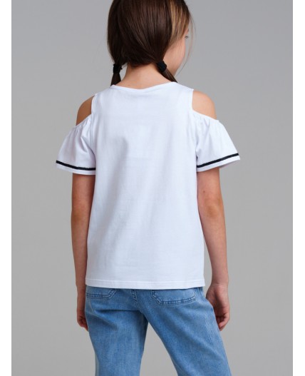 Фуфайка трикотажная для девочек (футболка) белый,разноцветный