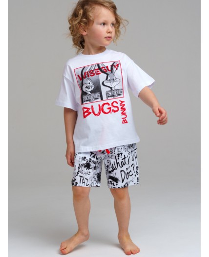 Комплект трикотажный для мальчиков: фуфайка (футболка), шорты белый,разноцветный