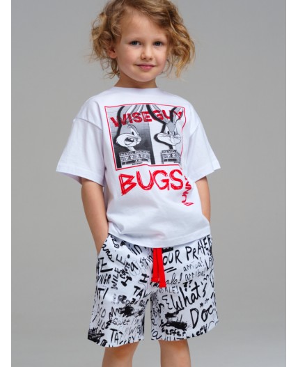 Комплект трикотажный для мальчиков: фуфайка (футболка), шорты белый,разноцветный