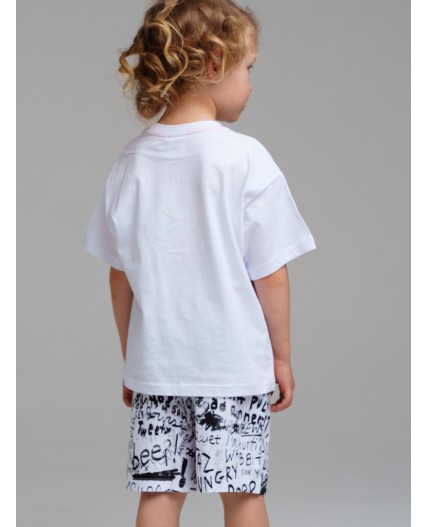 Комплект трикотажный для мальчиков: фуфайка (футболка), шорты белый,разноцветный