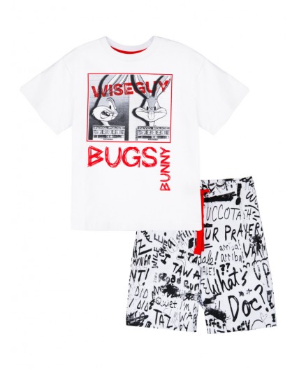 Комплект трикотажный для мальчиков: фуфайка (футболка), шорты белый,разноцветный