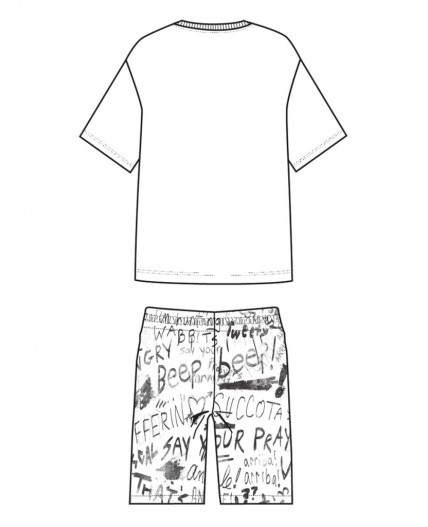 Комплект трикотажный для мальчиков: фуфайка (футболка), шорты белый,разноцветный