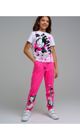 Брюки трикотажные для девочек фуксия,разноцветный