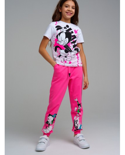 Брюки трикотажные для девочек фуксия,разноцветный