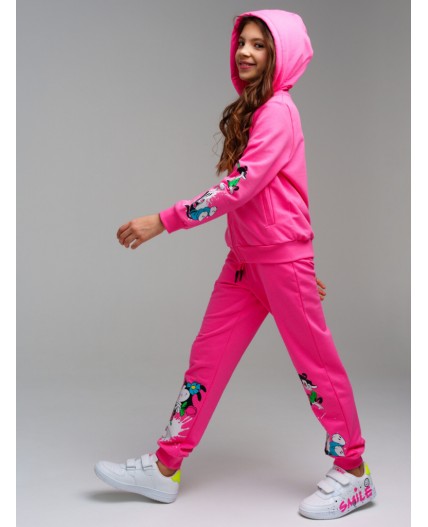 Брюки трикотажные для девочек фуксия,разноцветный