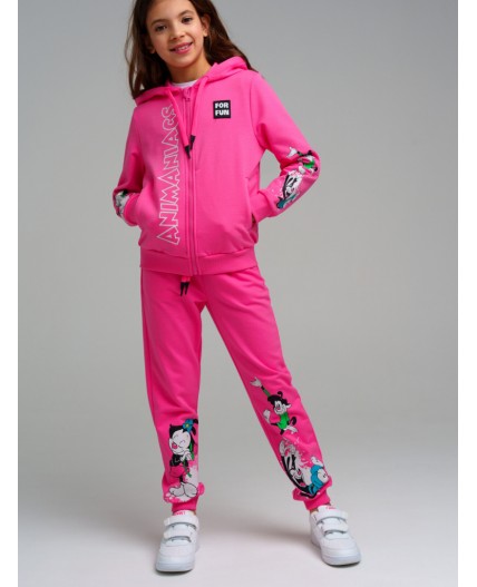 Брюки трикотажные для девочек фуксия,разноцветный