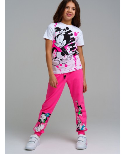 Брюки трикотажные для девочек фуксия,разноцветный