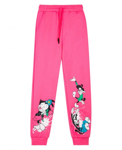 Брюки трикотажные для девочек фуксия,разноцветный