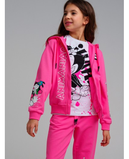 Толстовка трикотажная для девочек фуксия,разноцветный