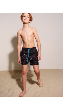 Шорты текстильные плавательные для мальчиков, средней длины черный