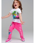 Брюки детские трикотажные для девочек, 2 пары в комплекте розовый,разноцветный
