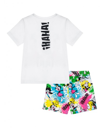 Комплект трикотажный для девочек: фуфайка (футболка), шорты разноцветный