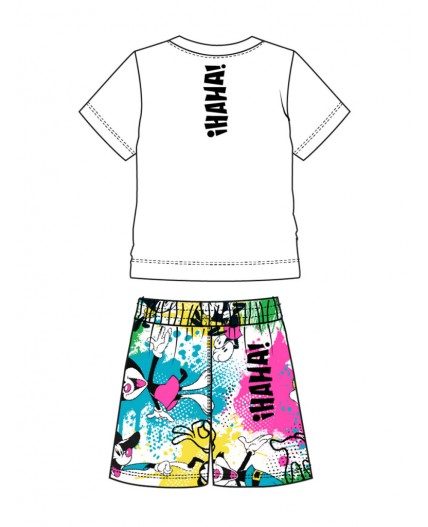 Комплект трикотажный для девочек: фуфайка (футболка), шорты разноцветный