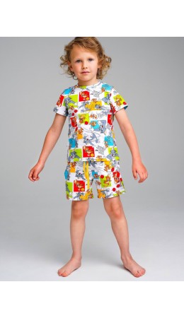 Пижама трикотажная для мальчиков разноцветный