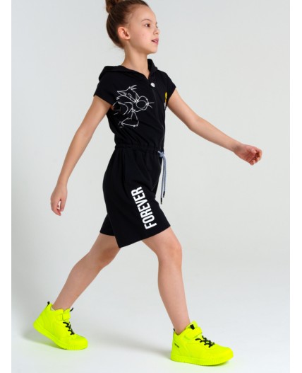 Комбинезон трикотажный для девочек черный