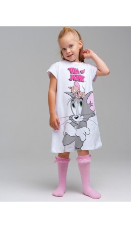 Сорочка ночная трикотажная для девочек белый,разноцветный