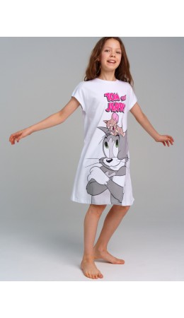 Сорочка ночная трикотажная для девочек белый