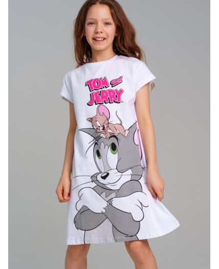 Сорочка ночная трикотажная для девочек белый