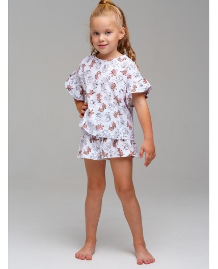 Пижама трикотажная для девочек разноцветный