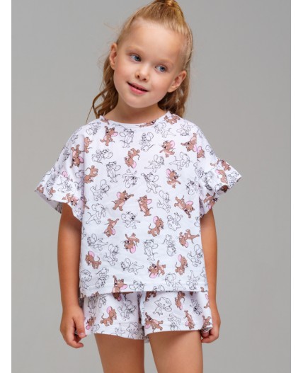 Пижама трикотажная для девочек разноцветный