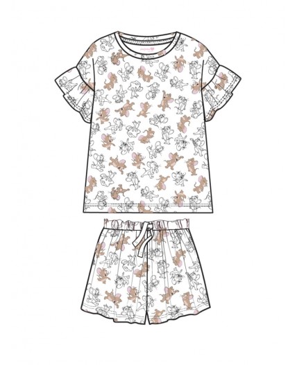 Пижама трикотажная для девочек разноцветный