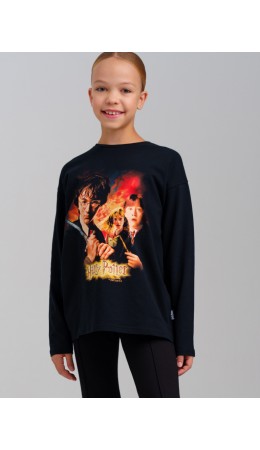 Фуфайка трикотажная для девочек (футболка с длинными рукавами) черный